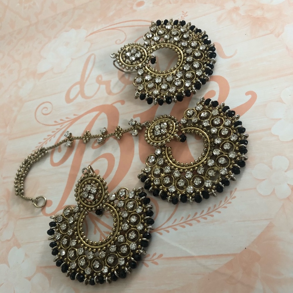 Pakistani Indian earrings with Tikka